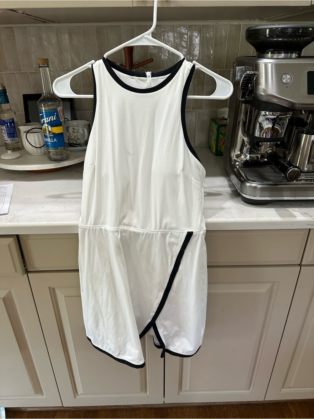 All in Motion White Sleeveless Tennis Dress with Black Trim